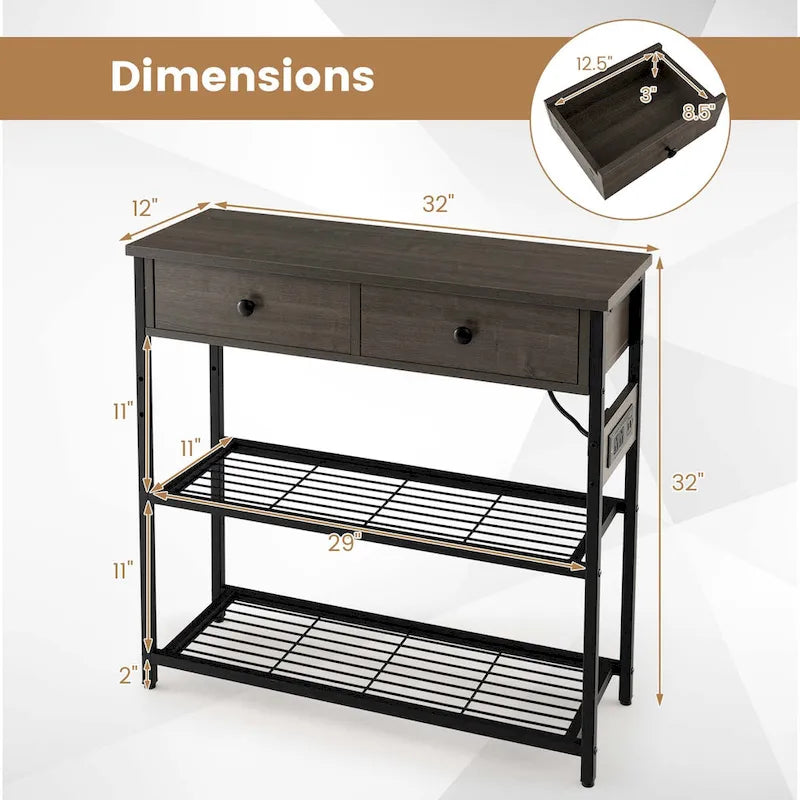 Costway Konsolentisch mit Ladestation, schmaler Beistelltisch mit - Details anzeigen