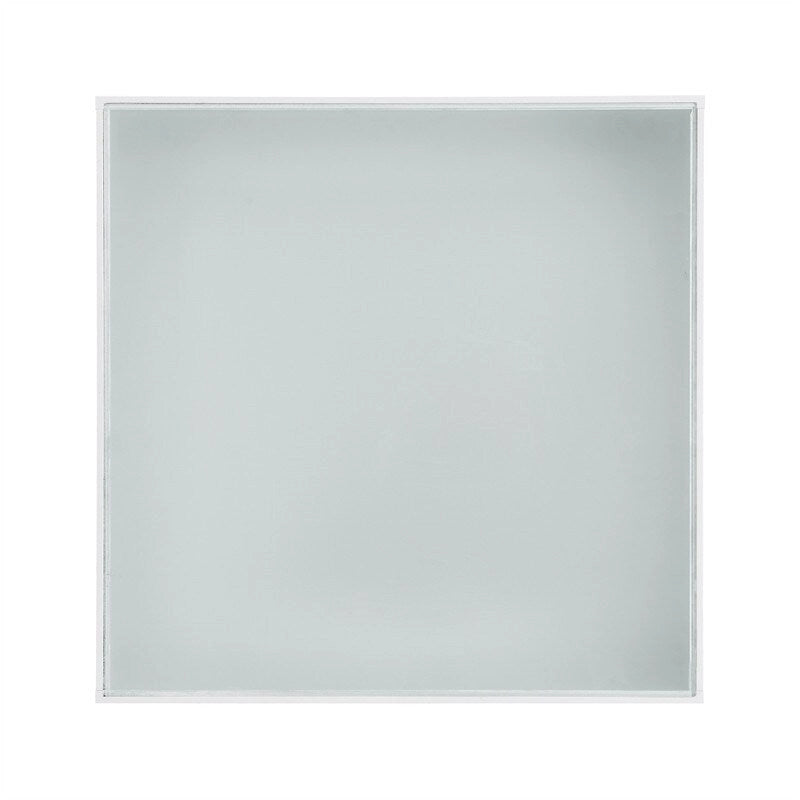 Quadratischer Couchtisch Hochglanz mit 16-farbiger LED-Lichtleiste, Moderner Wohnzimmertisch mit 5 mm Milchglasplatte aus gehärtetem Glas