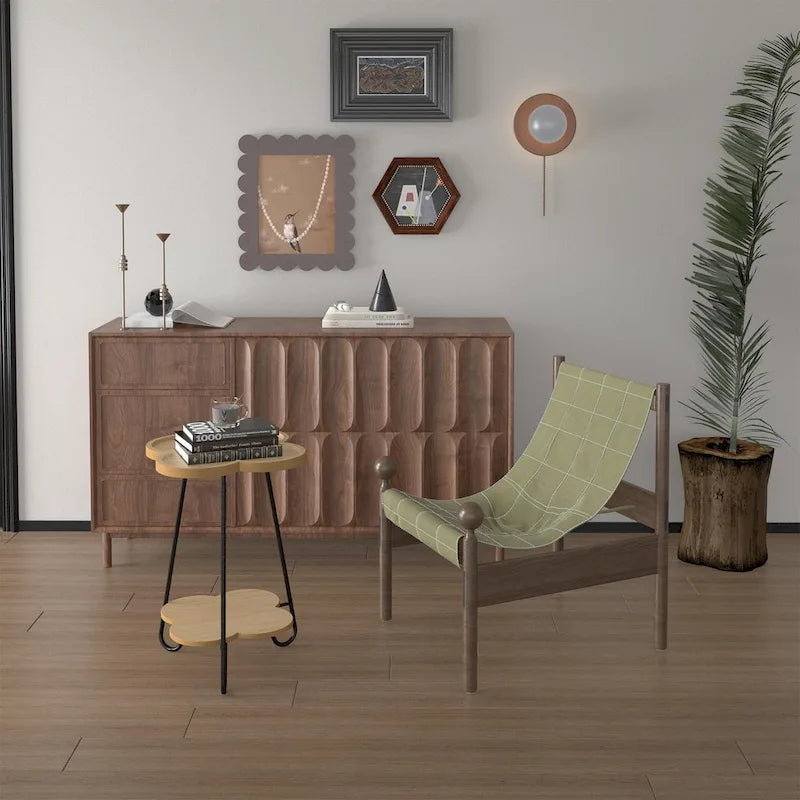 Moderner doppelstöckiger kreativer Blüten-Couchtisch, runder Beistelltisch mit multifunktionalem Stauraum, für Wohnzimmer