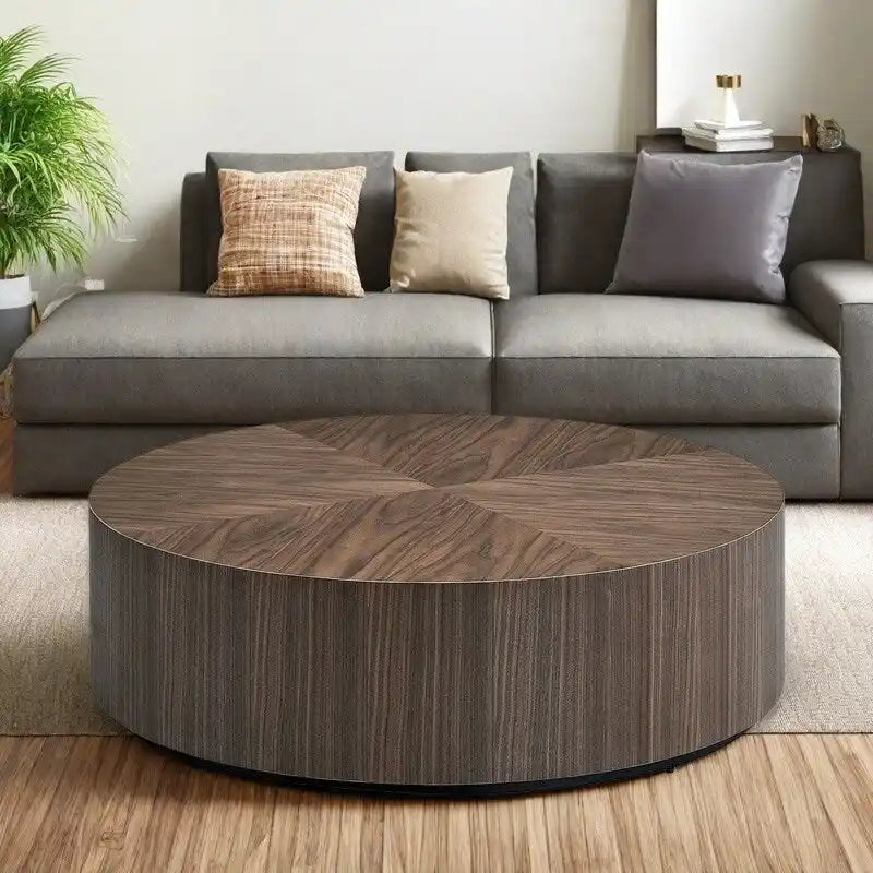 35,43 MDF Moderner runder Sockel-Couchtisch – Keine Montage erforderlich