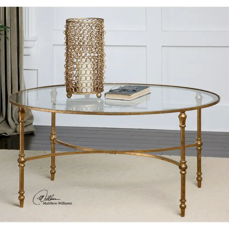 Uttermost Vitya Couchtisch mit Glasplatte und Metallbeinen