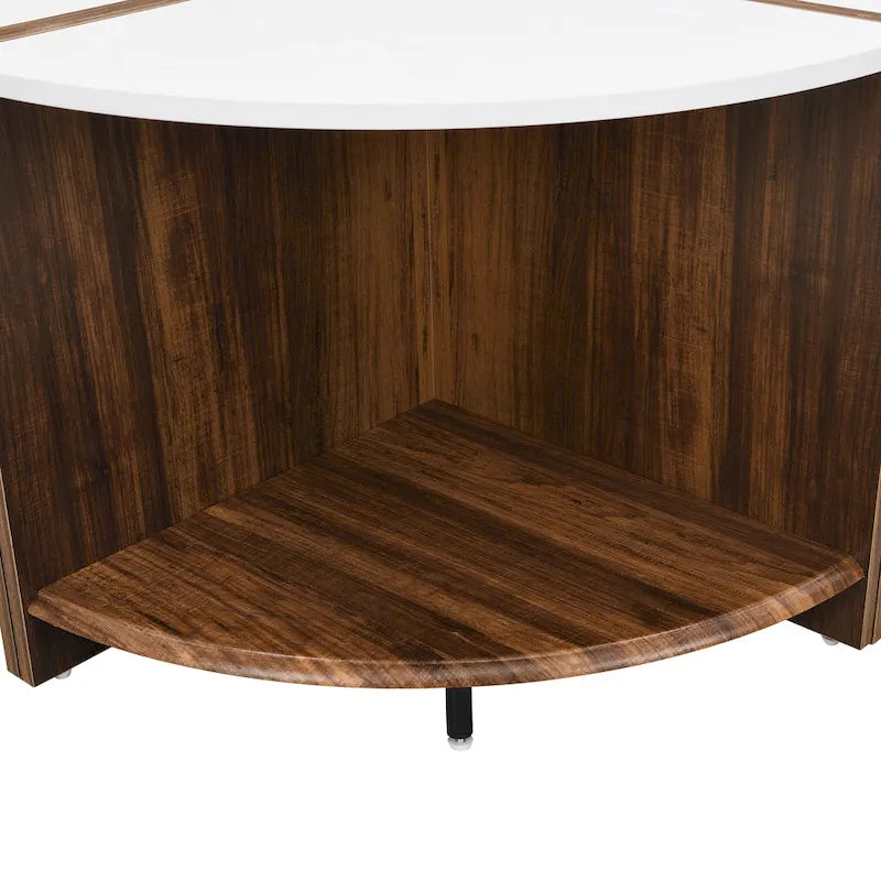 Industrieller runder Couchtisch, doppelter Couchtisch mit Stauraum, für Wohnzimmer, Garten, Weiß