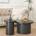 Modern Round Coffee Table Set Double Table Combination Coffee Table with Fluted Table Leg, for Living Room