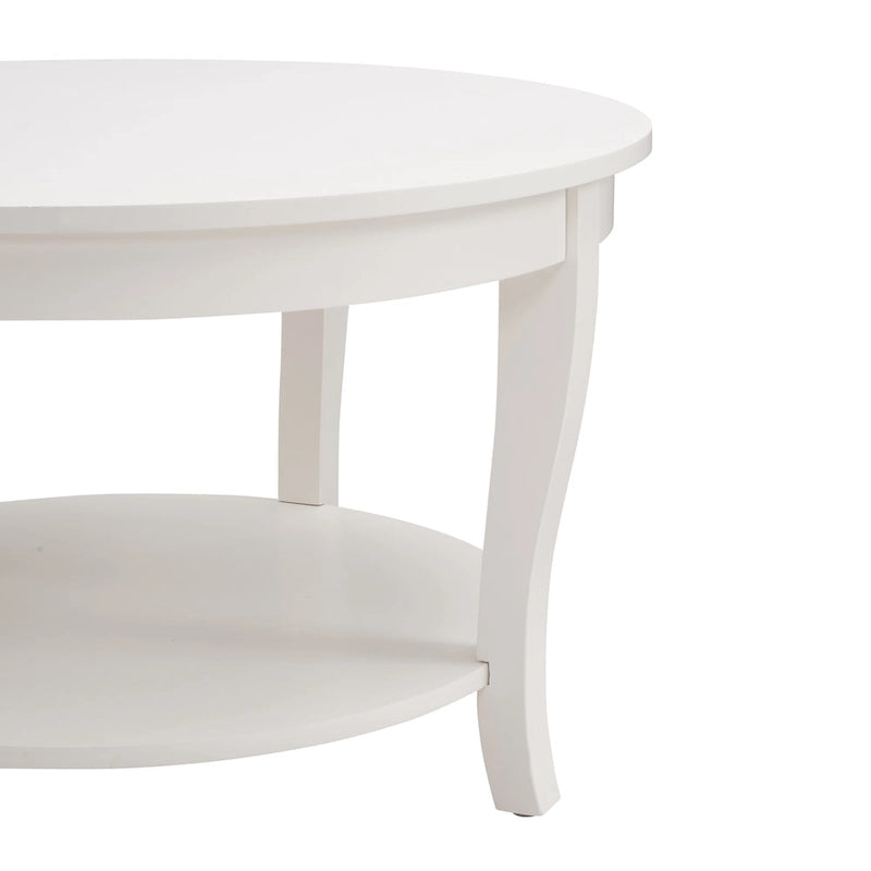 Traditioneller runder Couchtisch, hölzerner Beistelltisch mit offenen Ablageflächen, für Wohnzimmer, Schlafzimmer, Wohnung, Studio