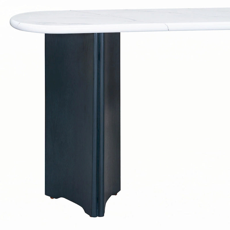 Schmaler Konsolentisch, Beistelltisch für den Eingangsbereich, Marineblau+Weiß