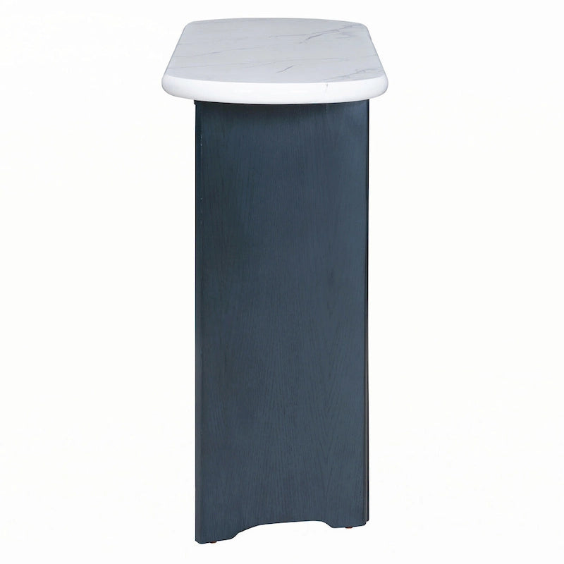 Schmaler Konsolentisch, Beistelltisch für den Eingangsbereich, Marineblau+Weiß