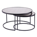 2er Set verspiegelte runde verschachtelte Couchtische für das Wohnzimmer – 32 x 32 x 17
