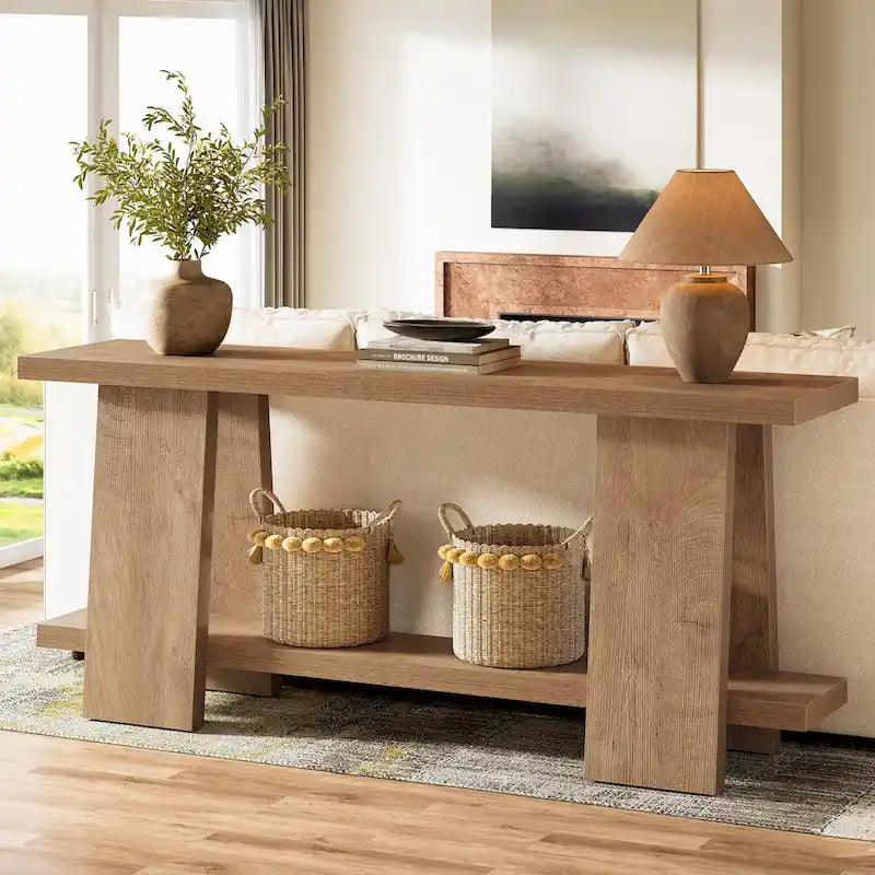 70,8 Zoll großer Sofatisch, moderner 2-stöckiger Konsolentisch für den Eingangsbereich - 70,8 L x 11,81 B x 33,4 H
