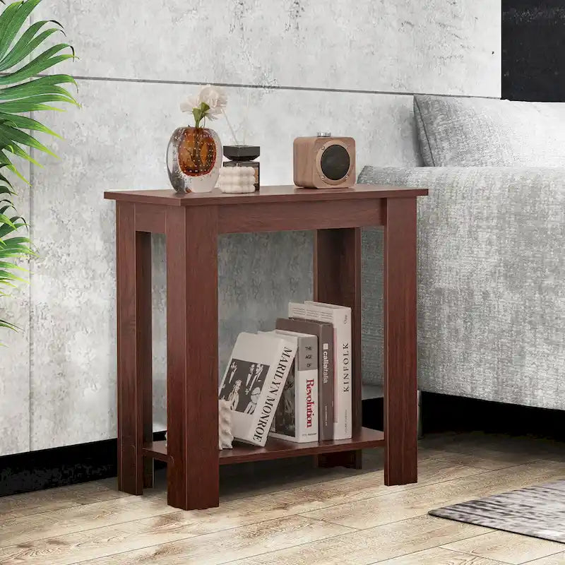 Gymax 2-teiliger Beistelltisch, modern, 2 Etagen, Sofanachttisch, kompakt, mit