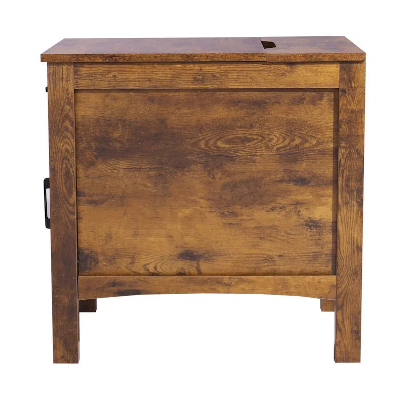 Nachttisch aus Naturholzspanplatte mit Schublade und Steckdosenleiste – 60,9 cm L x 35,6 cm B x 61 cm H