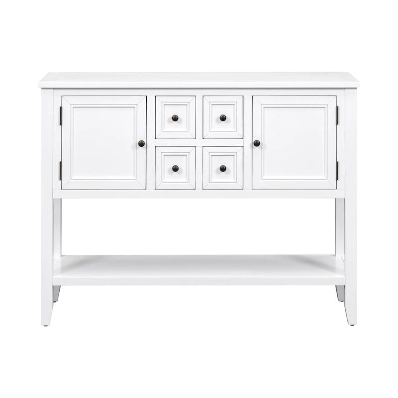 Weißes Buffet-Sideboard mit 4 Schubladen und unterem Ablagefach
