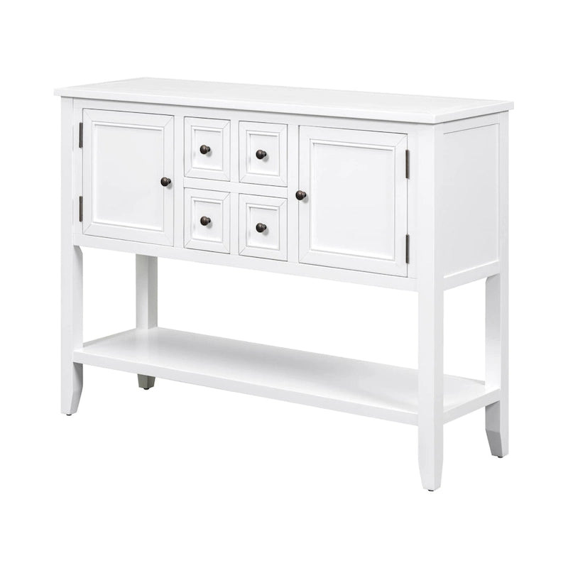 Weißes Buffet-Sideboard mit 4 Schubladen und unterem Ablagefach