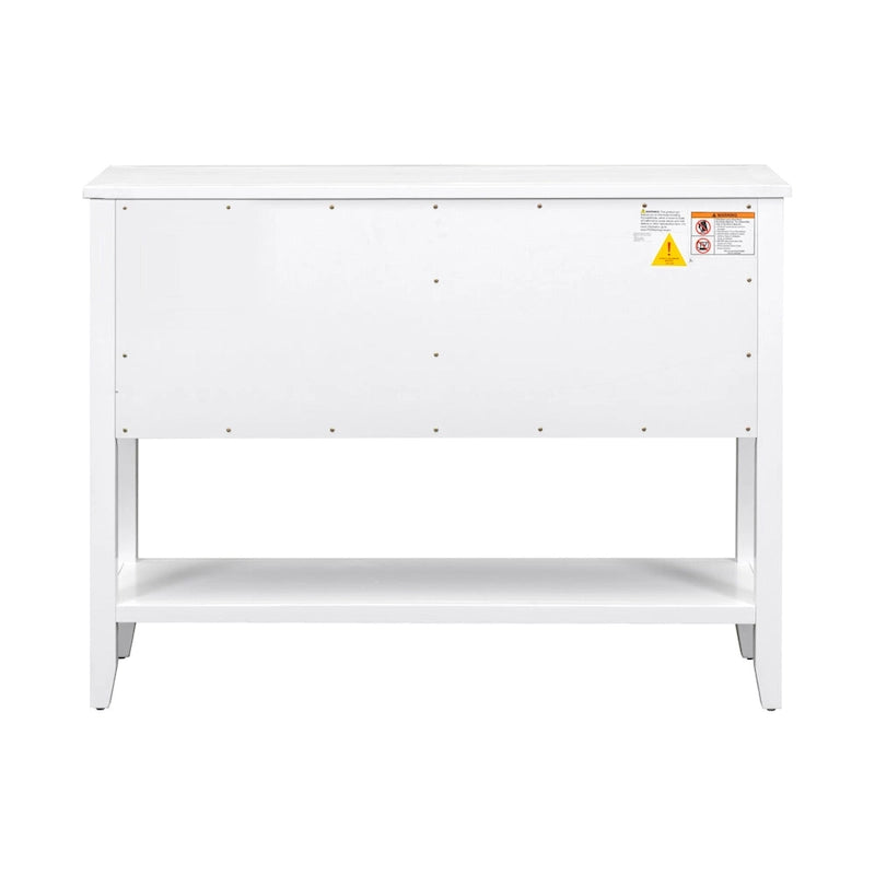 Weißes Buffet-Sideboard mit 4 Schubladen und unterem Ablagefach