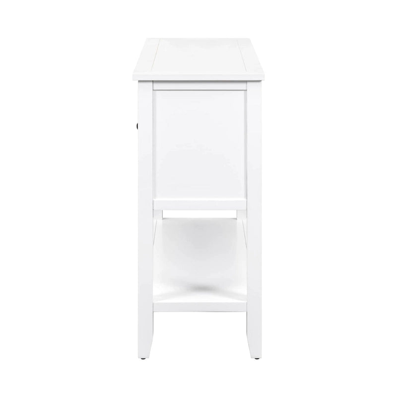 Weißes Buffet-Sideboard mit 4 Schubladen und unterem Ablagefach