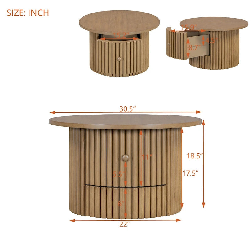 30.5 MDF Couchtisch mit Schublade und Lattenrost