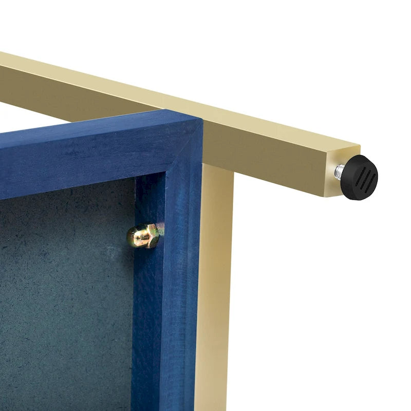 45,5 MDF Retro-Konsolentisch mit goldenen Akzenten, 2 Aufbewahrungsschubladen und geometrischem Design