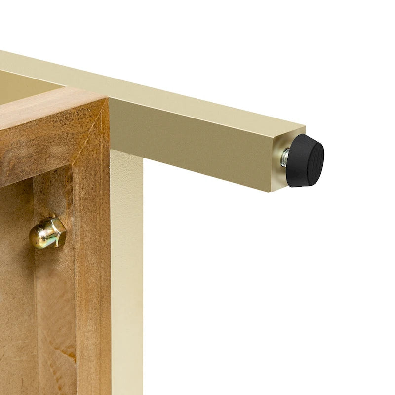 45,5 MDF Retro-Konsolentisch mit goldenen Akzenten, 2 Aufbewahrungsschubladen und geometrischem Design