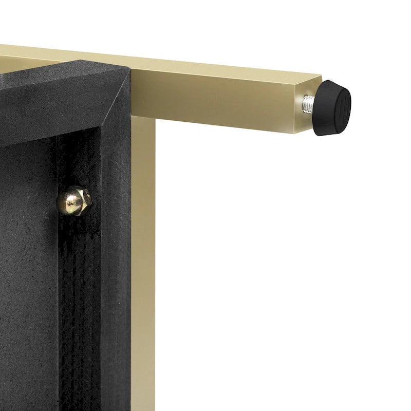 45,5 MDF Retro-Konsolentisch mit goldenen Akzenten, 2 Aufbewahrungsschubladen und geometrischem Design