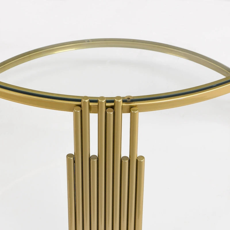 31,5 gehärteter Glas-Couchtisch mit asymmetrischem Metalldesign und Ablagefach