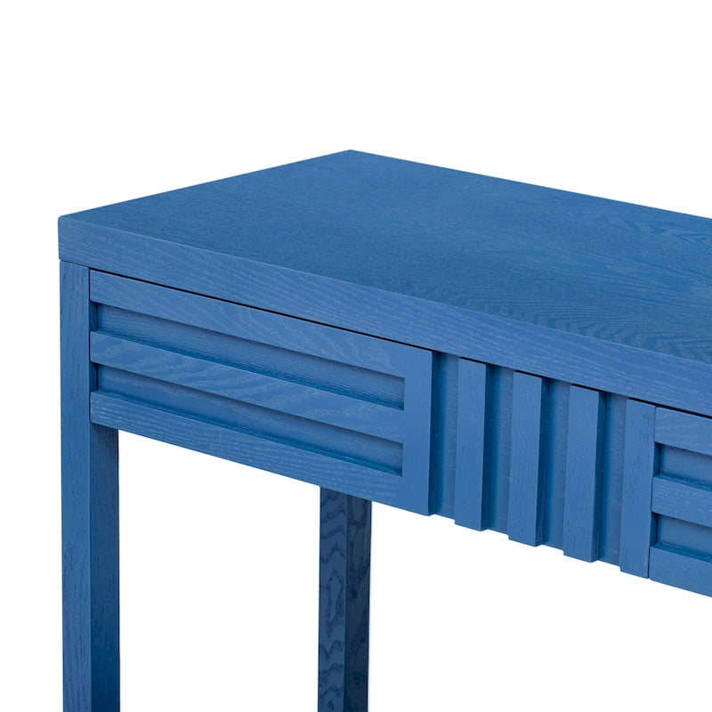 51.3 MDF Classic Stripe Konsolentisch – Eschefurnier & Tannenholzbeine mit 2 Schubladen