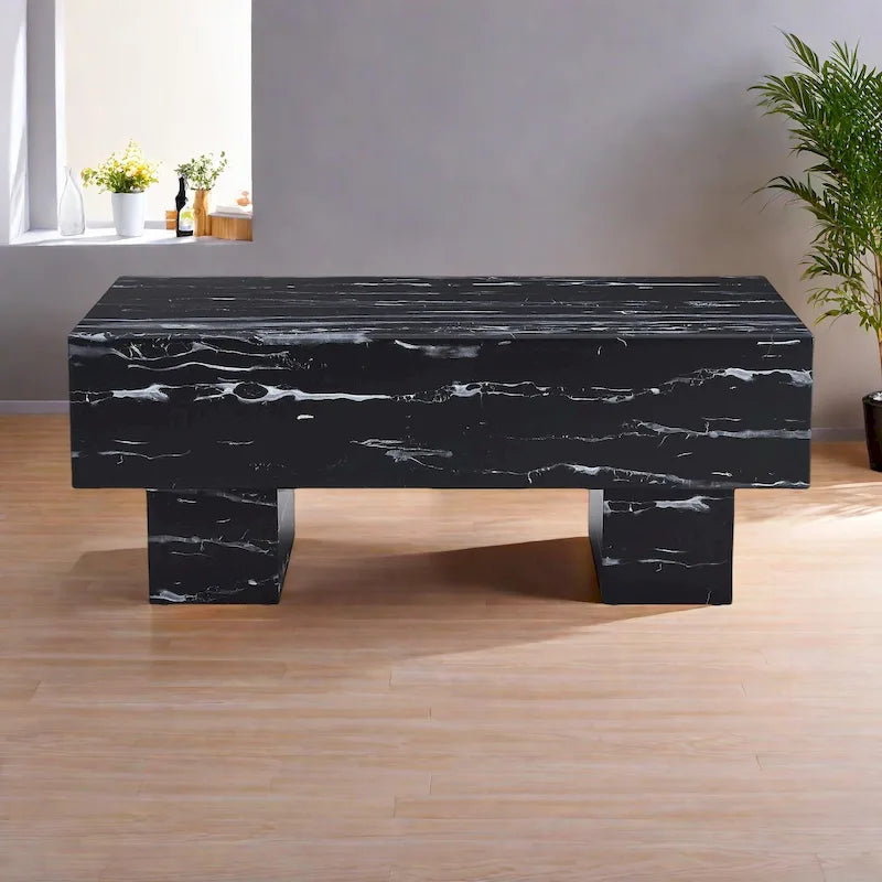 43,3" Couchtisch aus MDF mit schwarzer Marmorierung und 136 kg Tragfähigkeit