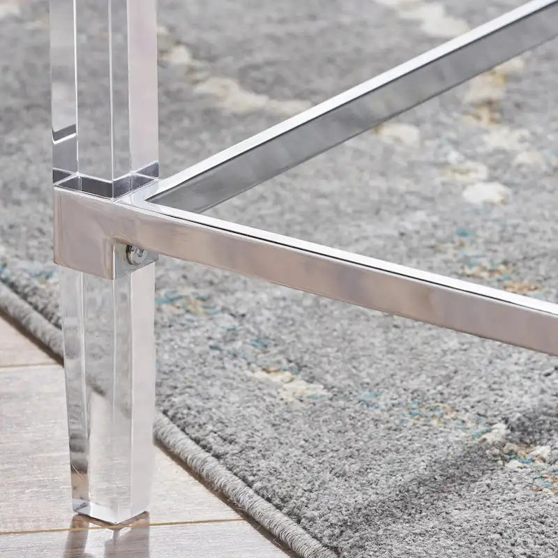 48 Moderner rechteckiger Couchtisch aus Glas mit stabilem Rahmen für das Wohnzimmer
