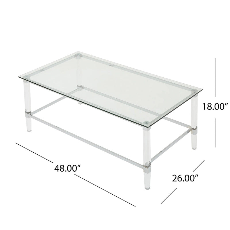 48 Moderner rechteckiger Couchtisch aus Glas mit stabilem Rahmen für das Wohnzimmer