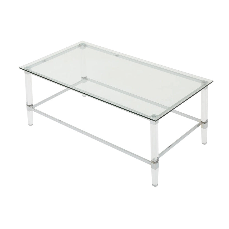 48 Moderner rechteckiger Couchtisch aus Glas mit stabilem Rahmen für das Wohnzimmer