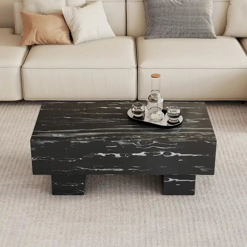 43,3" MDF Couchtisch mit schwarzer Marmoroptik, 136 kg Tragfähigkeit