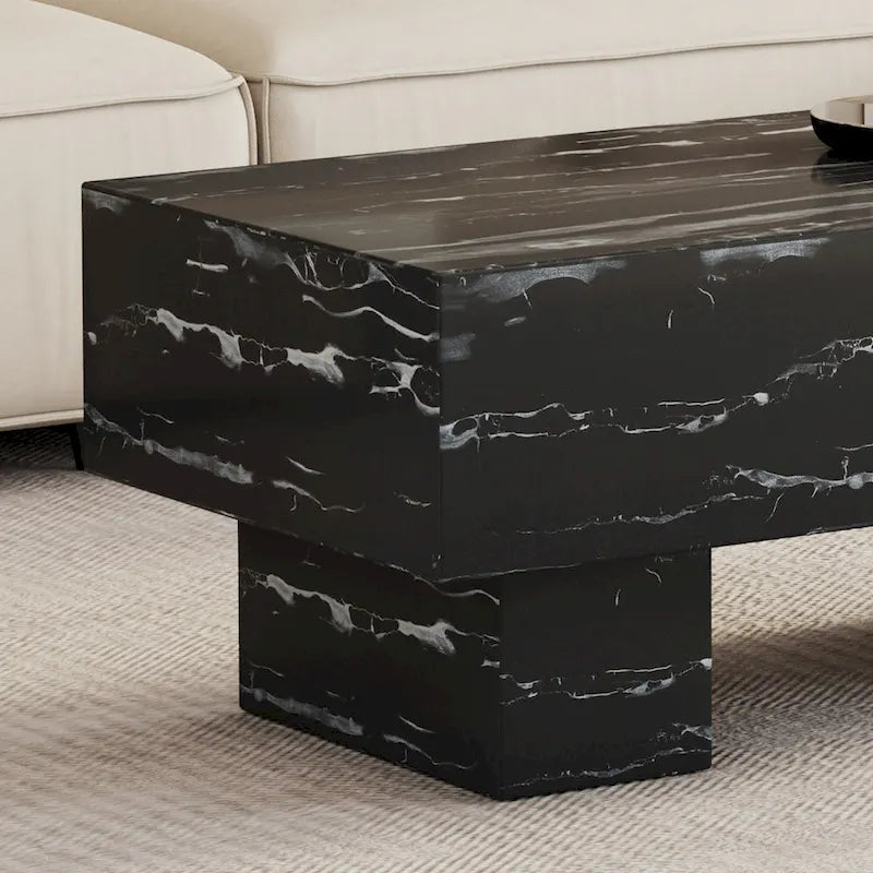 43,3" MDF Couchtisch mit schwarzer Marmoroptik, 136 kg Tragfähigkeit
