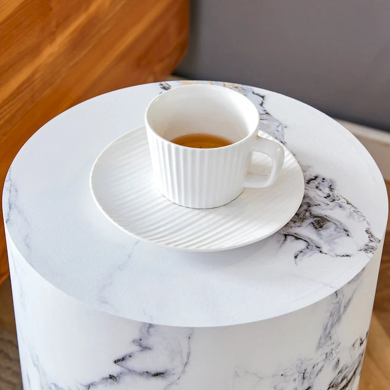 Modernes 3-teiliges rundes Couchtisch-Set mit Holzmaserung-Aufkleber-Tischplatte für das Wohnzimmer