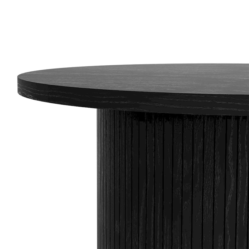 Runder Couchtisch Tambour Design mit Ablagefach