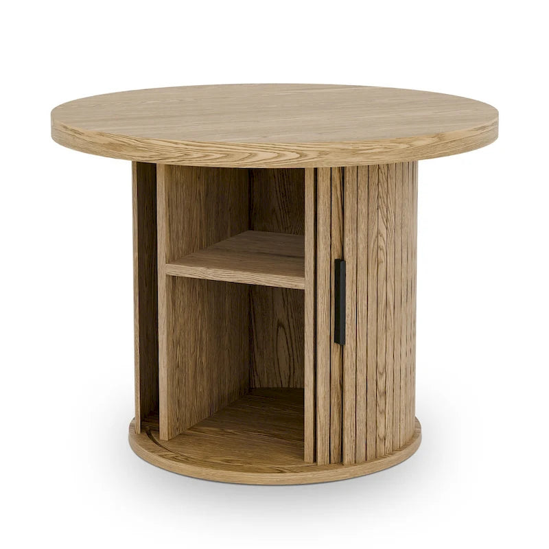 Runder Couchtisch Tambour Design mit Ablagefach