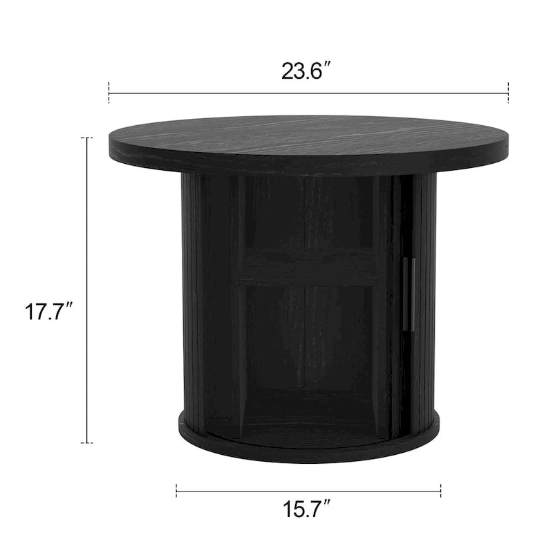 Runder Couchtisch Tambour Design mit Ablagefach