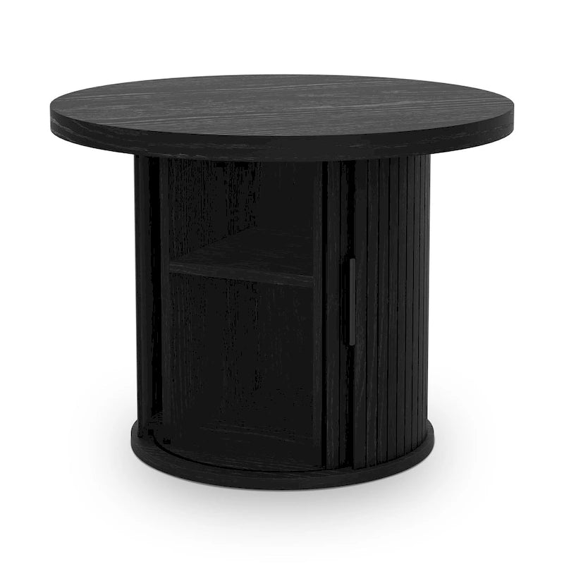 Runder Couchtisch Tambour Design mit Ablagefach