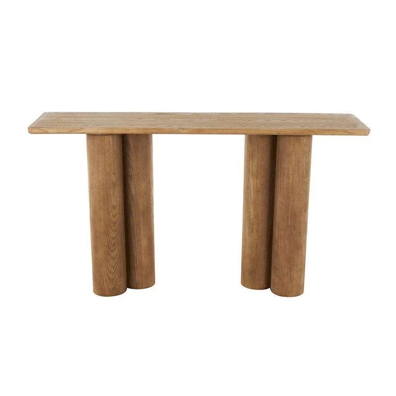 Konsolentisch aus Holz mit Säulenbeinen – Braun – Roche River Decor