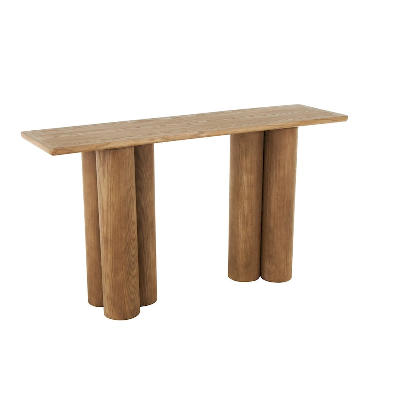 Konsolentisch aus Holz mit Säulenbeinen – Braun – Roche River Decor