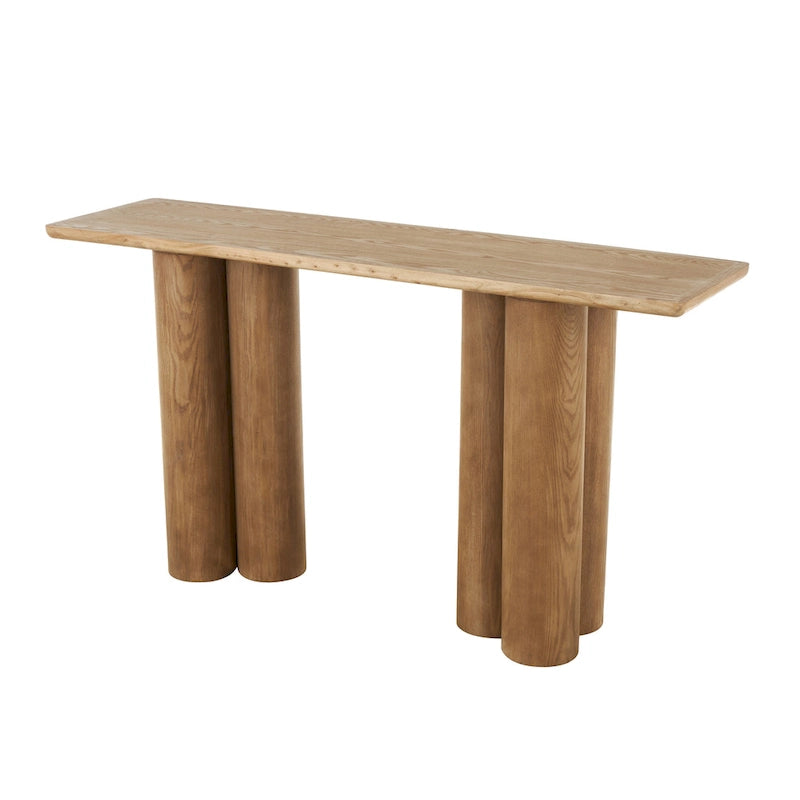 Konsolentisch aus Holz mit Säulenbeinen – Braun – Roche River Decor