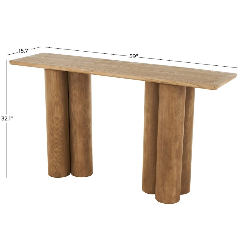 Konsolentisch aus Holz mit Säulenbeinen – Braun – Roche River Decor