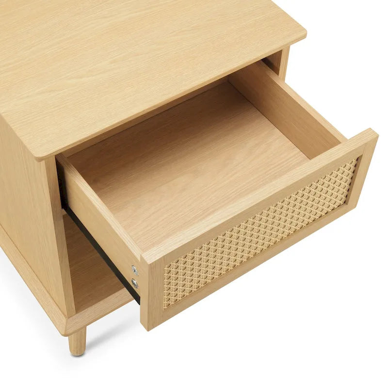 Chelsea Square Teagan Rattan Akzent-Beistelltisch mit Schublade, Ladestation & LED-Touch-Beleuchtung - 15,25x23,75