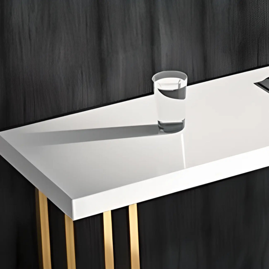 Rechteckiger Bartisch aus Luxusholz mit goldenem Kufengestell für Esszimmer