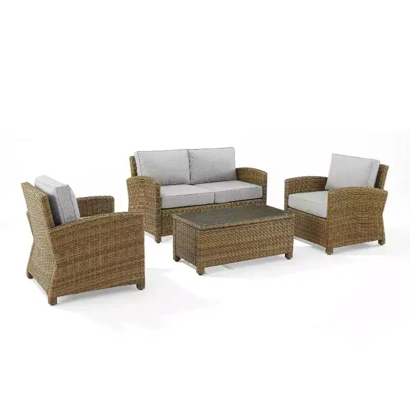 Bradenton 4-teiliges Outdoor Lounge-Set aus Korbgeflecht – Crosley