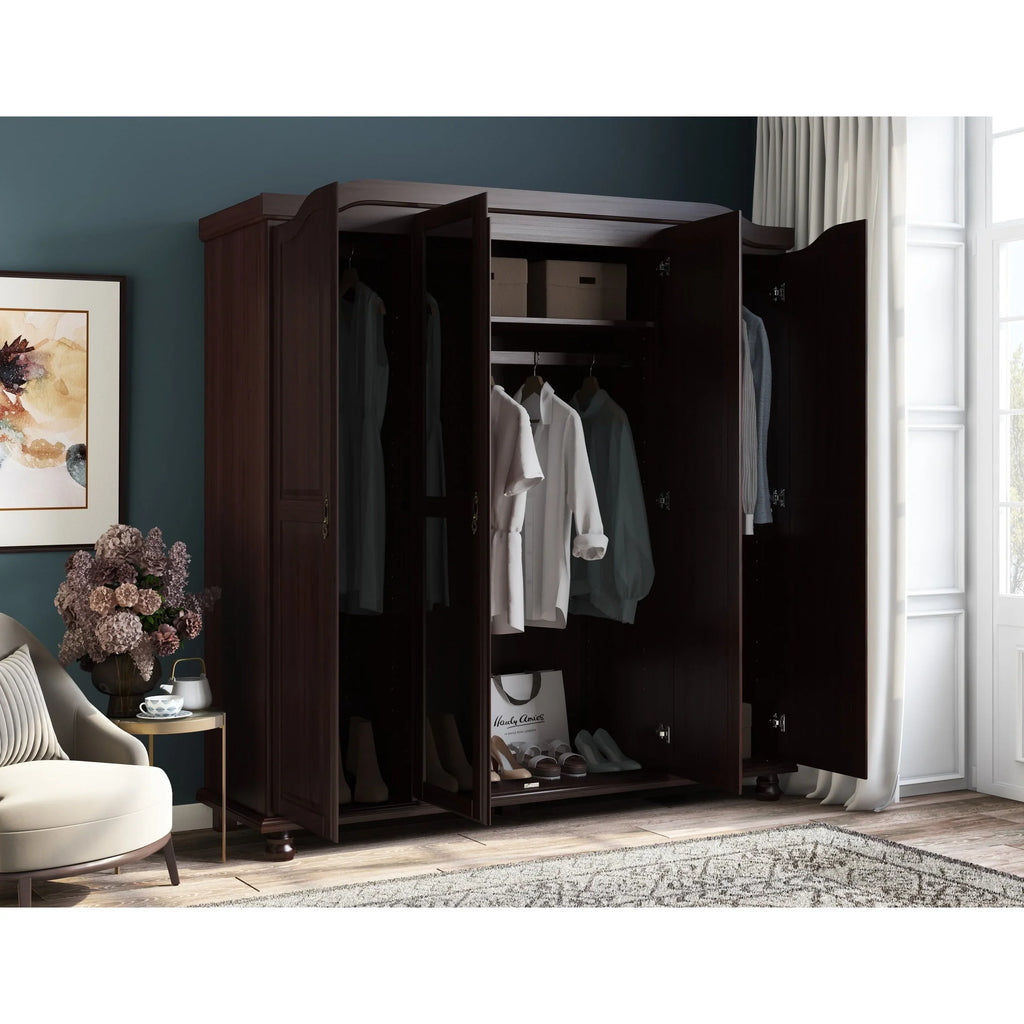 Palace Imports 100% Massivholz Kyle 4-türiger Kleiderschrank mit Massivholz- oder Spiegeltüren