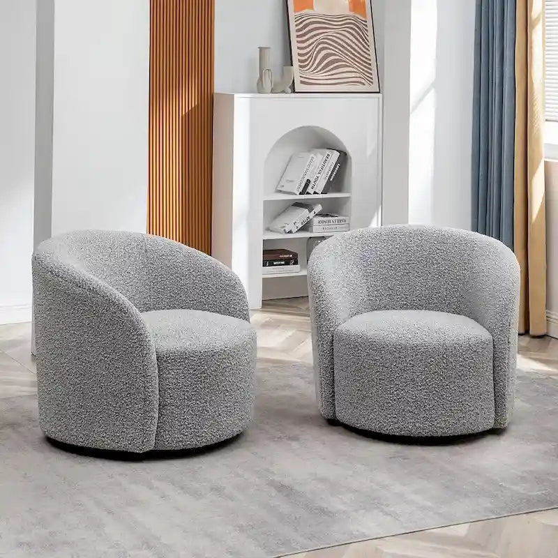 KINWELL 34 Breiter gepolsterter drehbarer Akzentsessel (2er-Set)
