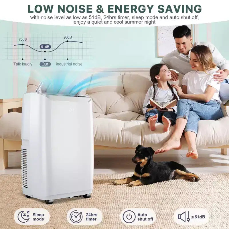 14000 BTU Mobile Klimaanlage, kühlt bis zu 70 m², mobiles Klimagerät mit Entfeuchter