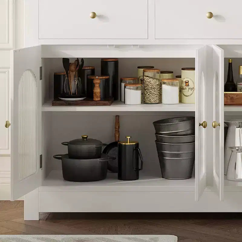 55 Zoll großer Vorratsschrank, schmales Buffet-Sideboard mit 3 Schubladen und 4 Türen für Küche, Esszimmer, Wohnzimmer