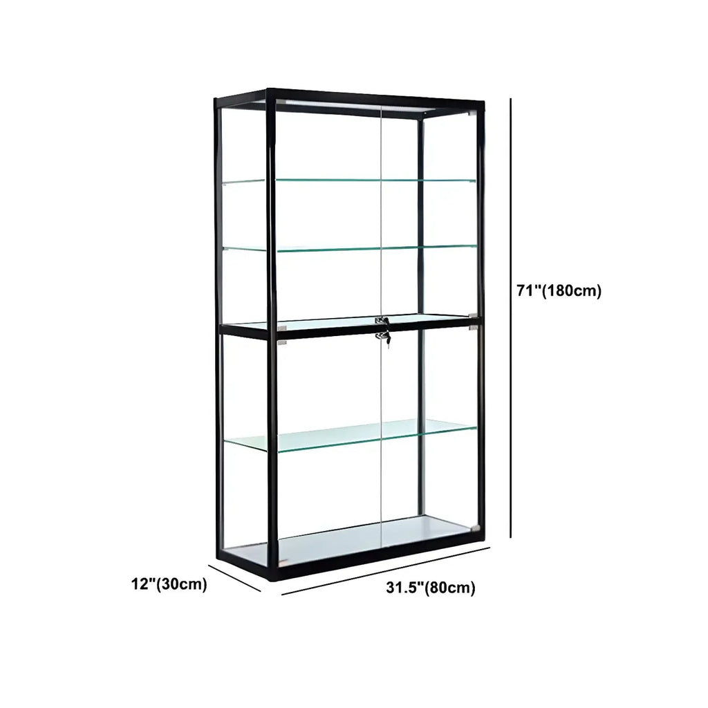 Zeitgenössische rechteckige Vitrine aus schwarzem Glas