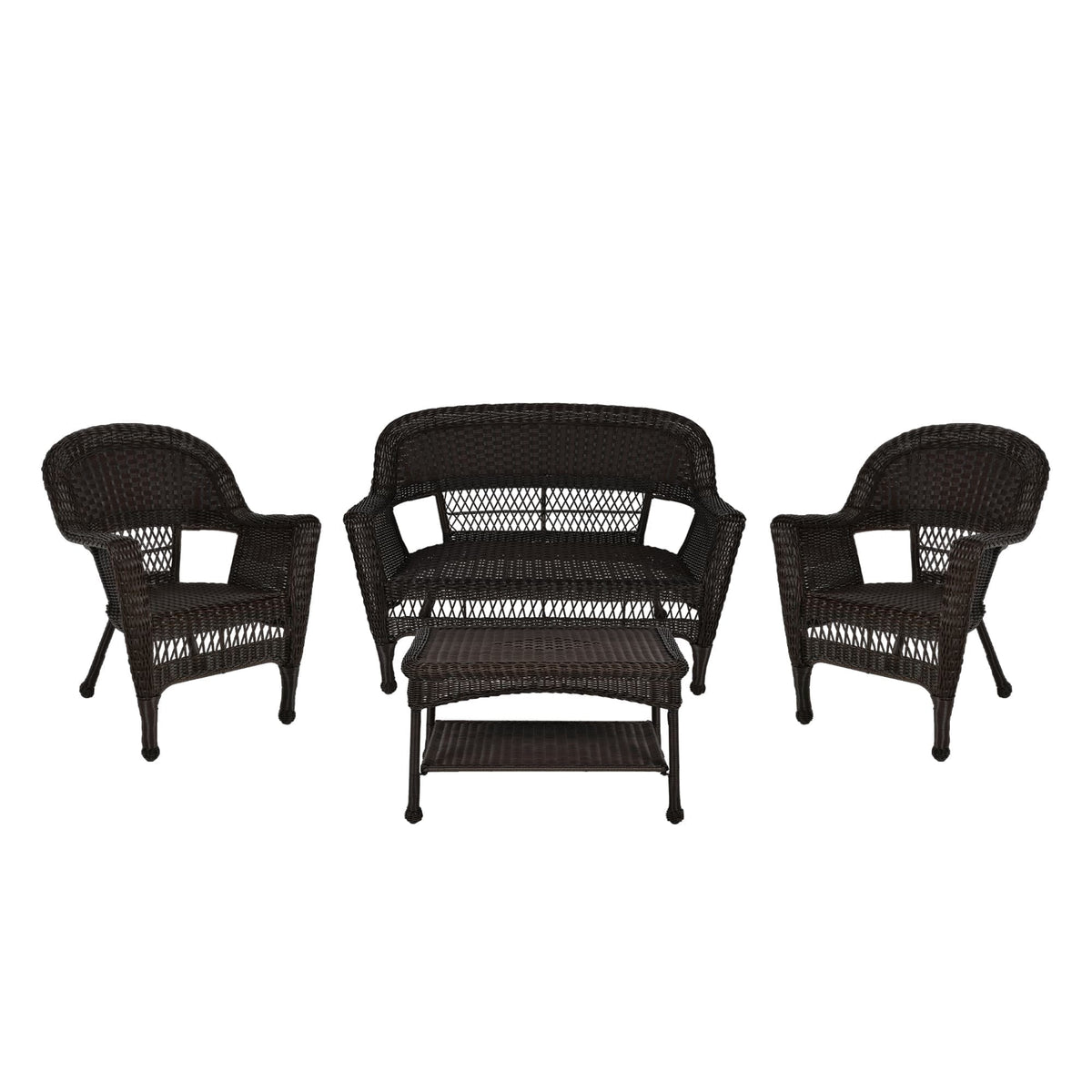 4-teiliges Loungeset aus Polyrattan für den Außenbereich