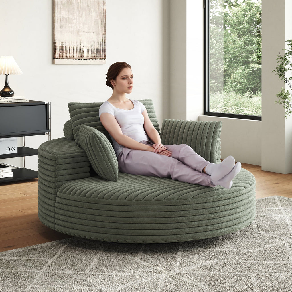 Einzelsessel aus Kord-Chenille-Schaumstoff, drehbar