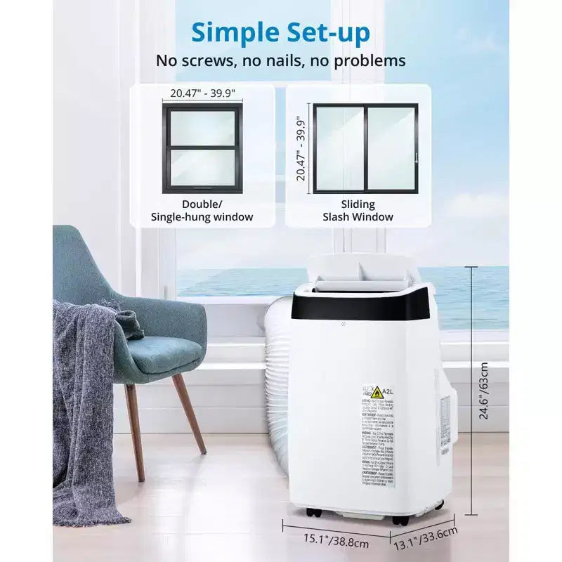 10000 BTU tragbare Klimaanlage, Heim-AC/Klimaanlage mit Fernbedienung für Räume bis zu 42 qm, 3-in-1-Funktionen/24-Stunden-Timer/Lenkrollen